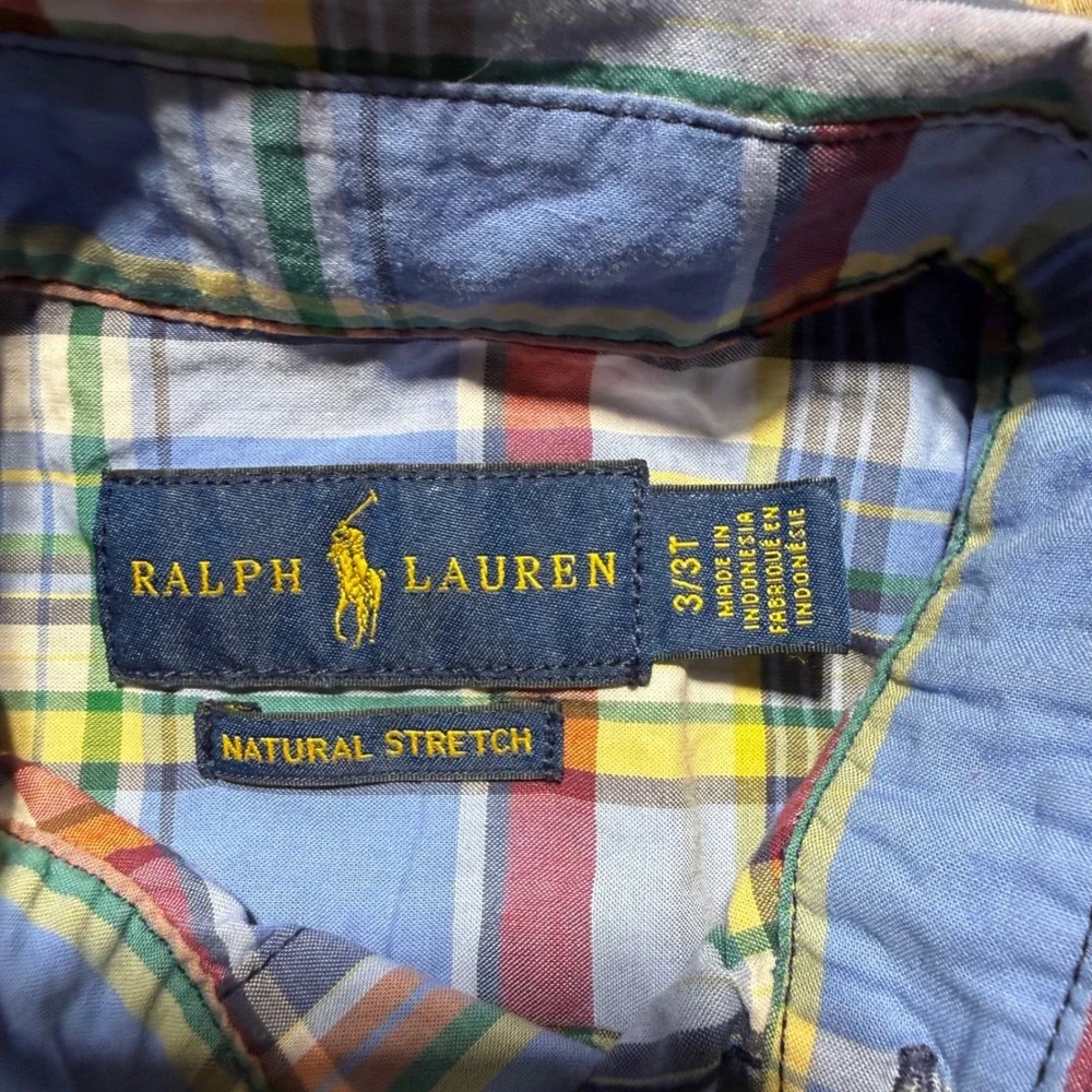 Ralph Lauren Boys 3T Plaid Button Down Shirt Long Sleeve Preppy Classic Kids Top